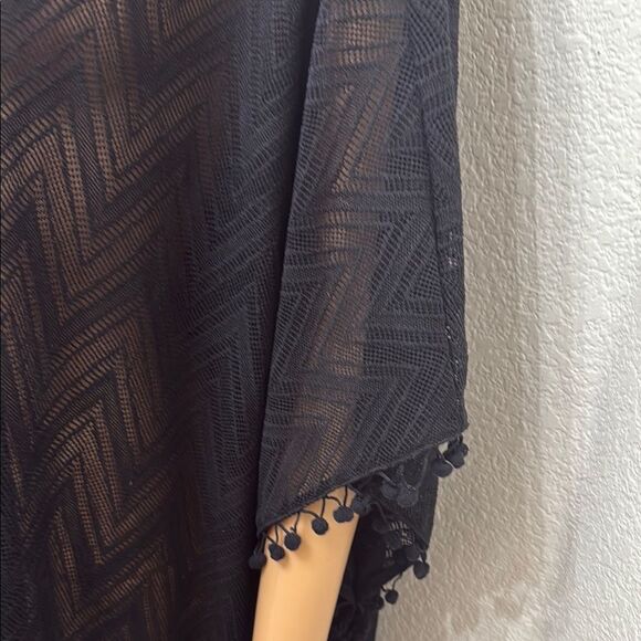 Catherines Black Chevron Kimono Beach Coverup Sz 0X-1X PalmPalm Ball Cruise Wear - Picture 5 of 12